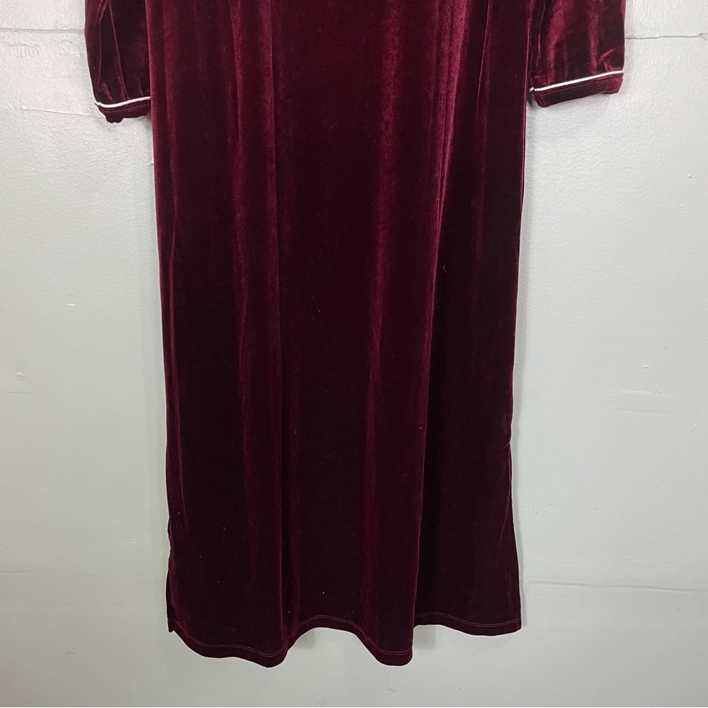 Petite Plum Royal Garnet Velour Harlow Nightgown Red Maroon Women Medium - Picture 9 of 11